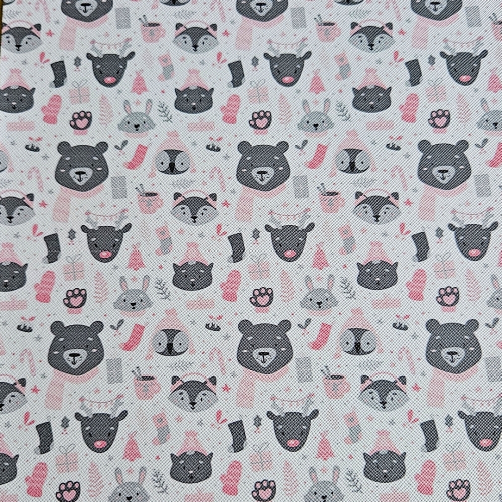 Cute Bear and Paw Print Faux Leather
